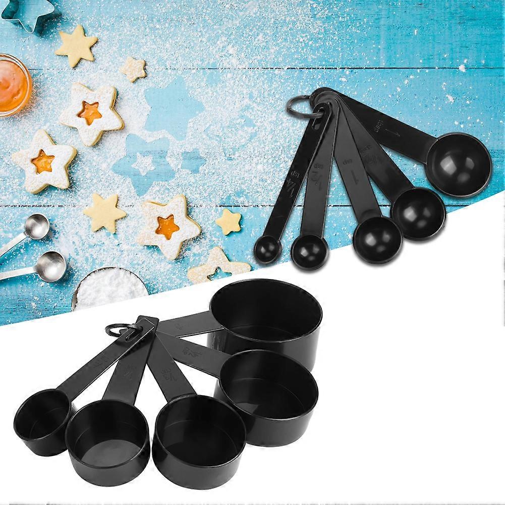 2Set DIY Baking Tools Plastic Measuring Spoon Cup Kit with Scales Black Kitchen Accessory
