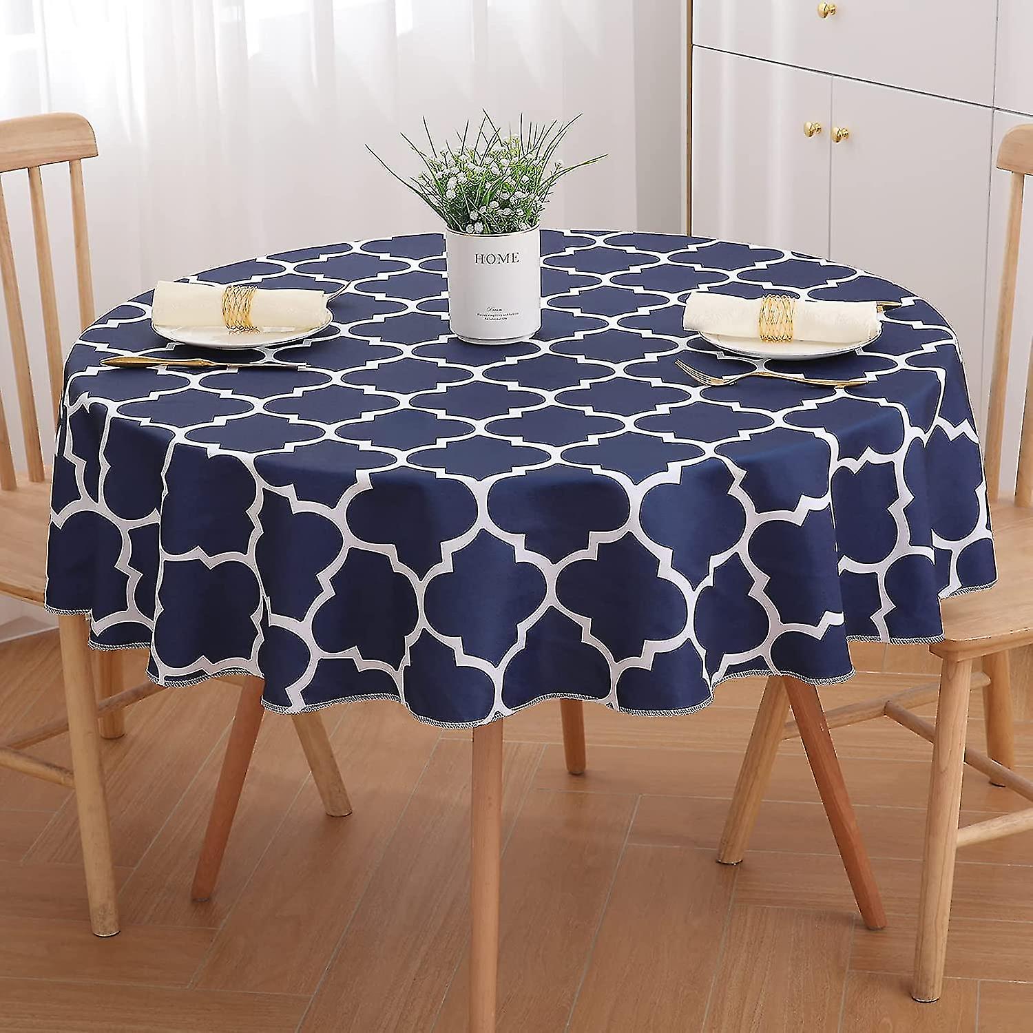 Moroccan Polyester Tablecloth For Round Tables Waterproof Satin Resistant