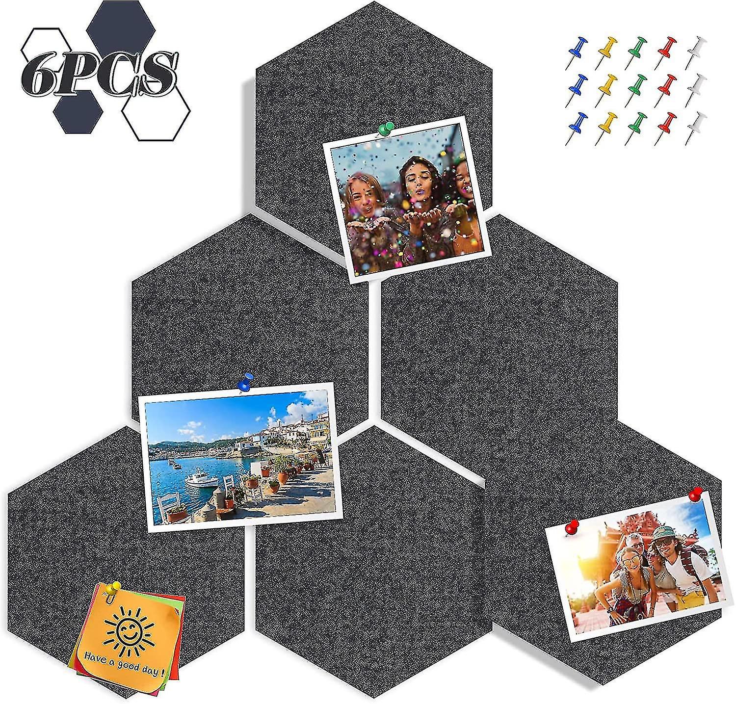 Hexagonal Felt Board Tiles - 6 Pack Bulletin Board Notice Board