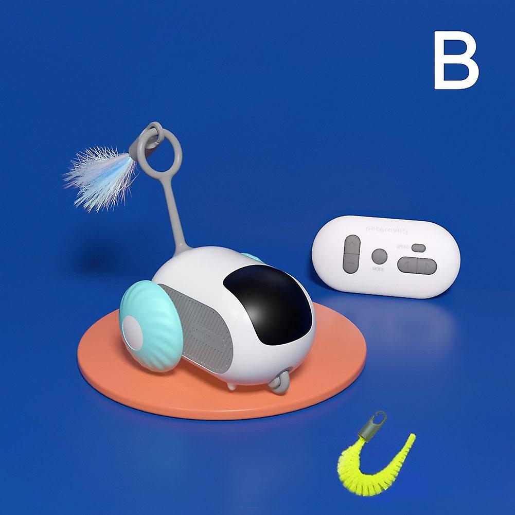 Smart Cat Toy Car Interactive RC Mouse with Auto Mode Feather Teaser USB Rechargeable Obstacle Avoidance for Indoor Cats