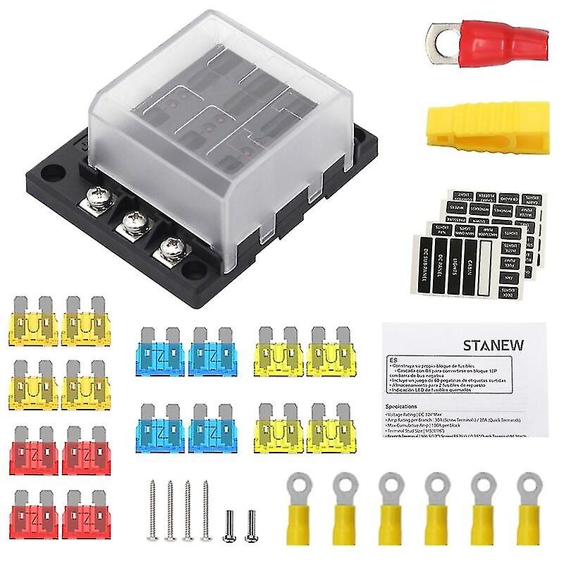 6 Ways Modified Fuse Box Terminal Block 12v 32v Blade Fuse Box Holder With Waterproof Protection Cov