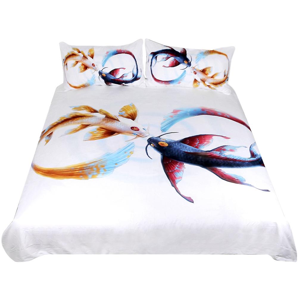 3pcs\/set 3D Print Double Fish Pattern Duvet Cover Pillow Cases Bedding Set (US Twin)