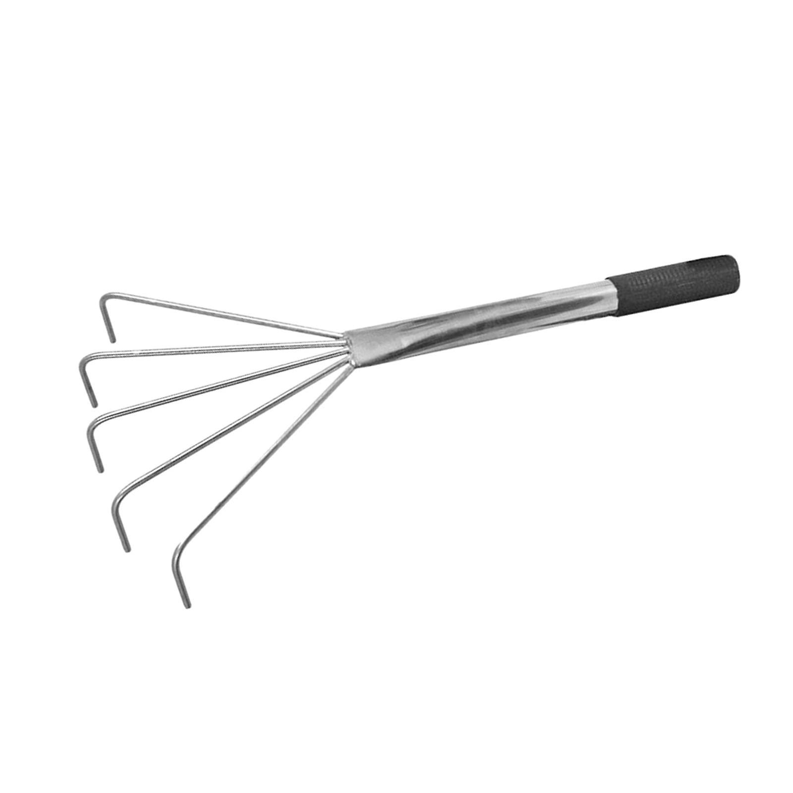 Gardening Hand Rake Hand Tool Grass Rake for Soil Loosening Weeding Planting Handle length 28cm