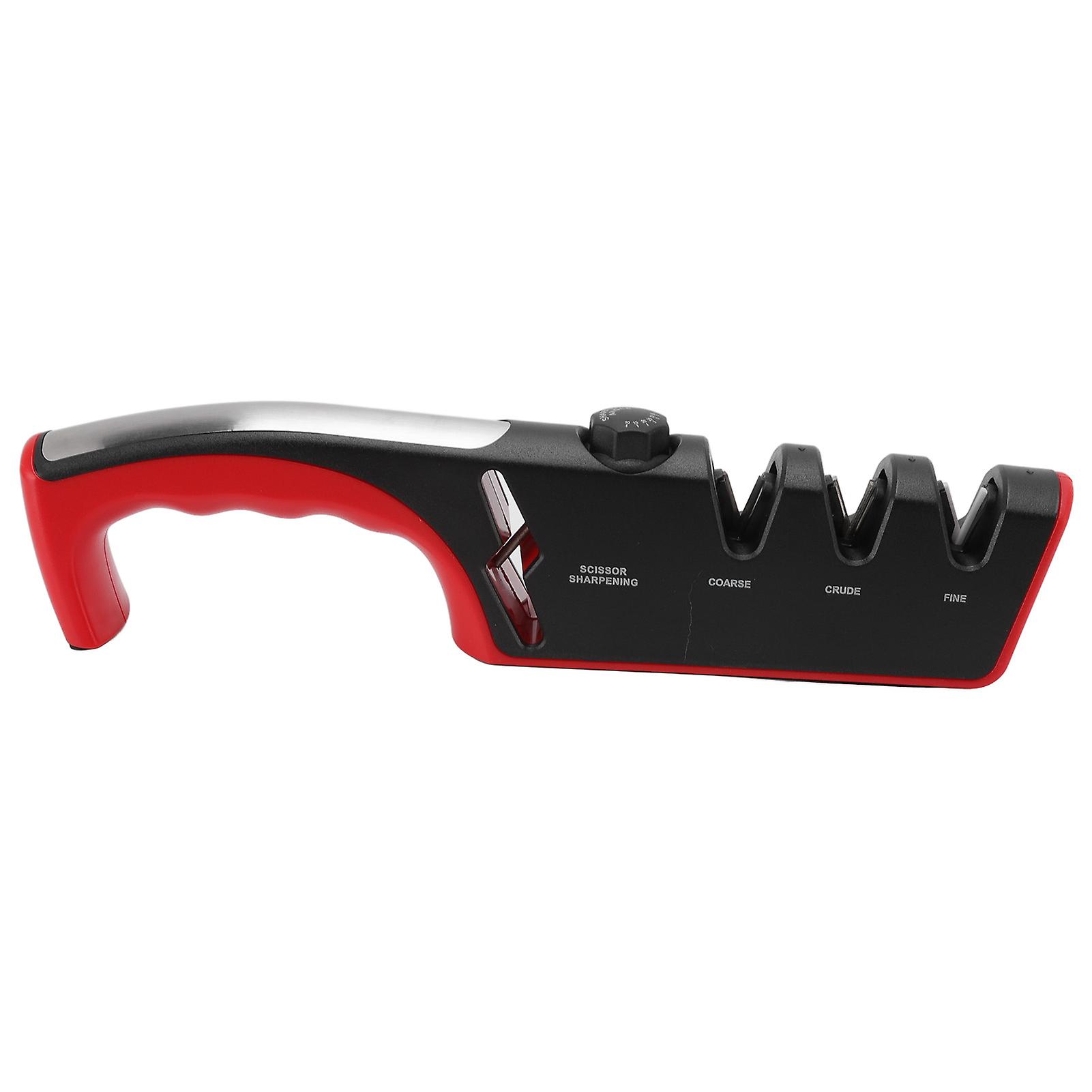 Knife Sharpener Diamond Black Ergonomic Multifunctional Adjustable 3 Stages Kitchen Tool Red 