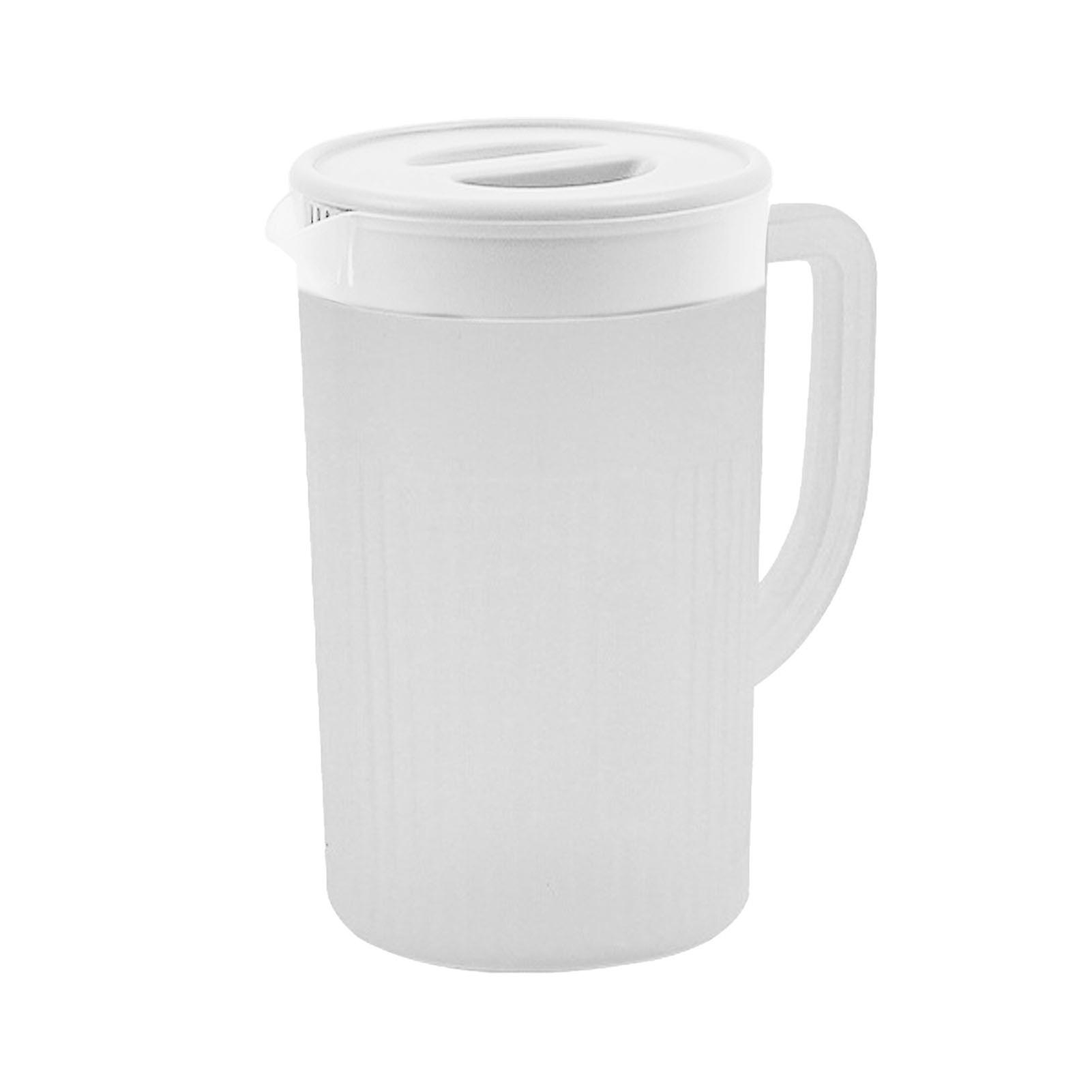 Large White Plastic Water Pitcher with Lid 2.5L High Temp Resistant