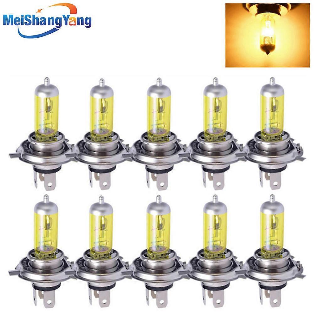 10pcs H4 55W 12V Yellow Fog Lights Halogen light High Power Headlight light Car Light Source parking Head auto 60/55W 3000K