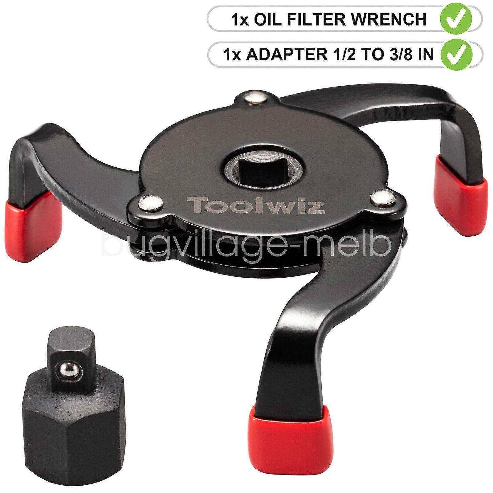 US 3 Leg Oil Filter Removal Wrench Tool Auto Engine Drive 60mm~110mm + Adapter