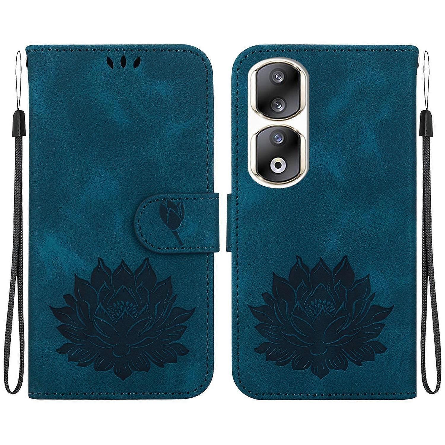 Lotus Embossed Leather Case For Honor 90 Pro
