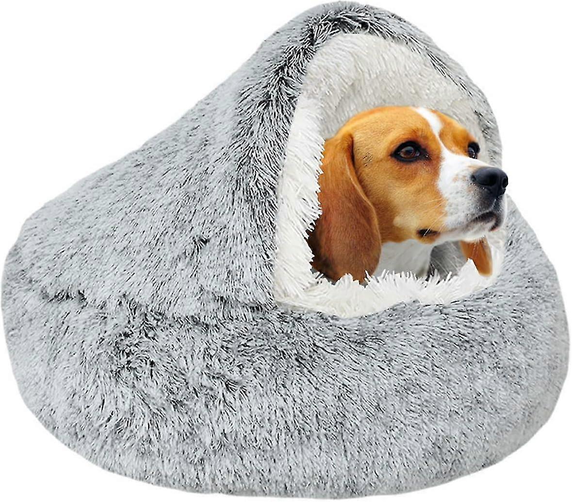 心を落ち着かせる犬用ベッドふわふわぬいぐるみペットベッド10kg未満、洗える抗不安小中型犬用ベッド、室内猫犬ソフトウォームドーナツ洞窟ベッド 特許番号:62424