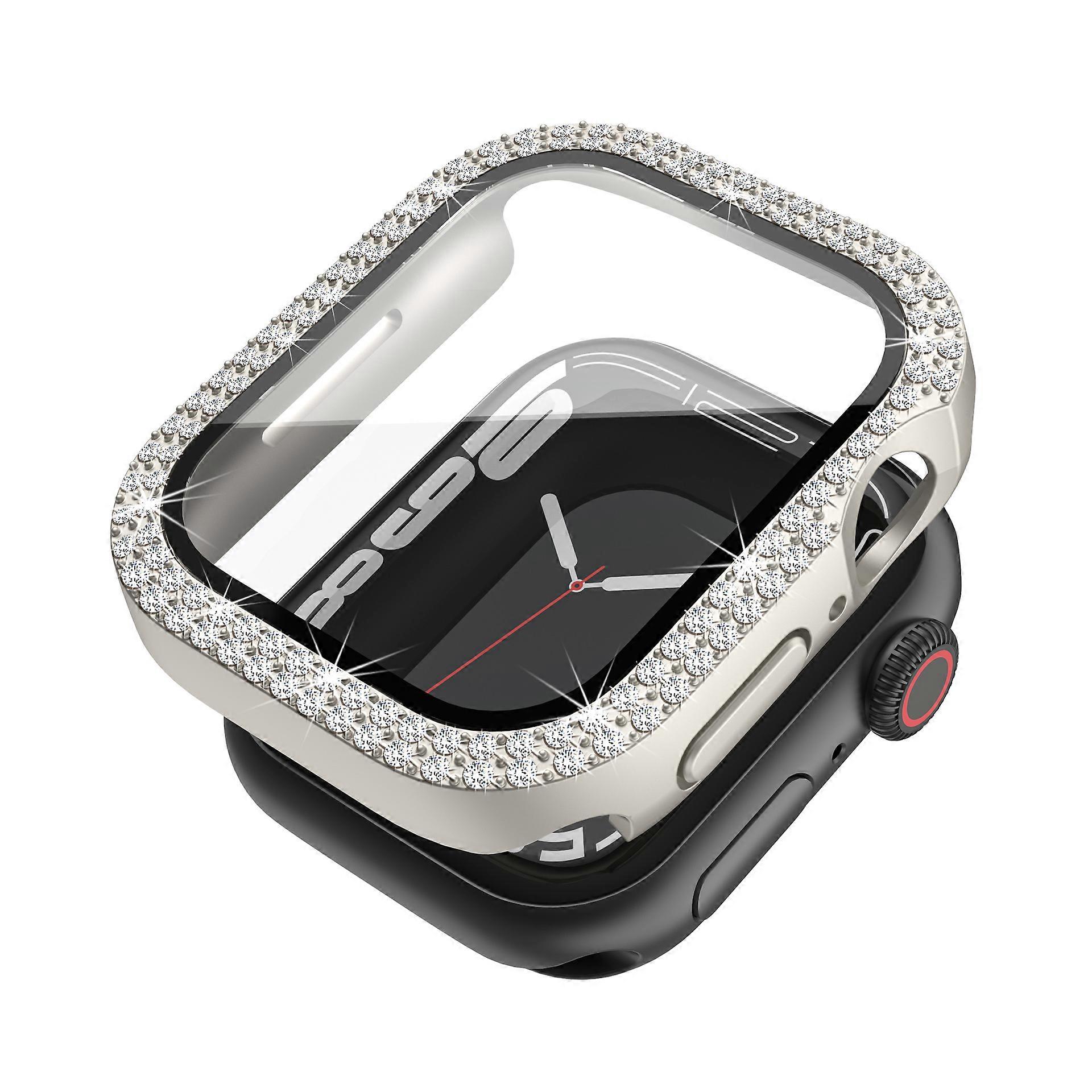 Θήκη προστατευτικού καλύμματος Tempered Glass+ για Apple Watch Series 9 8 7 45mm/41mm με Bling Diamond