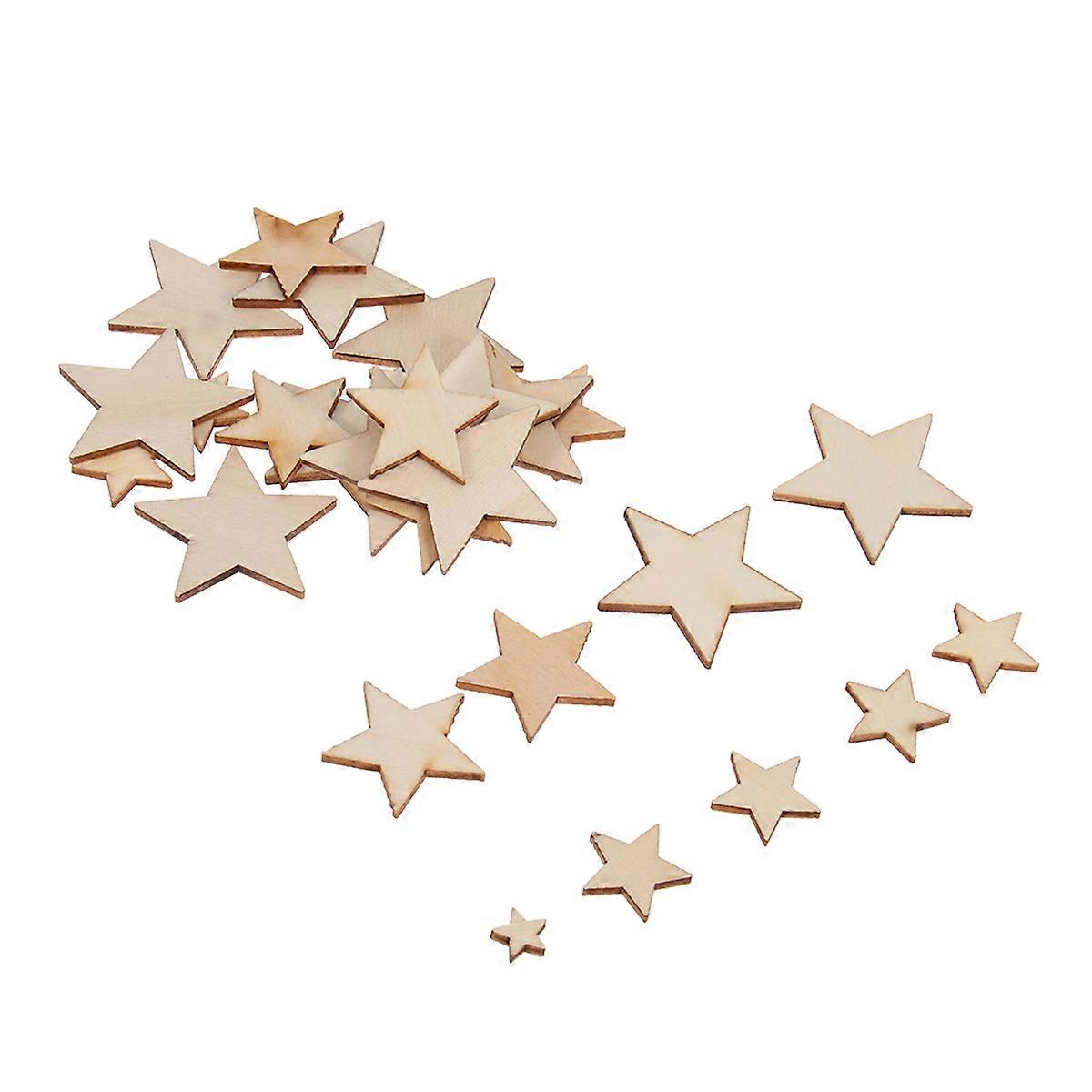 100 件空白星形木片圆盘，用于 DIY 工艺品装饰