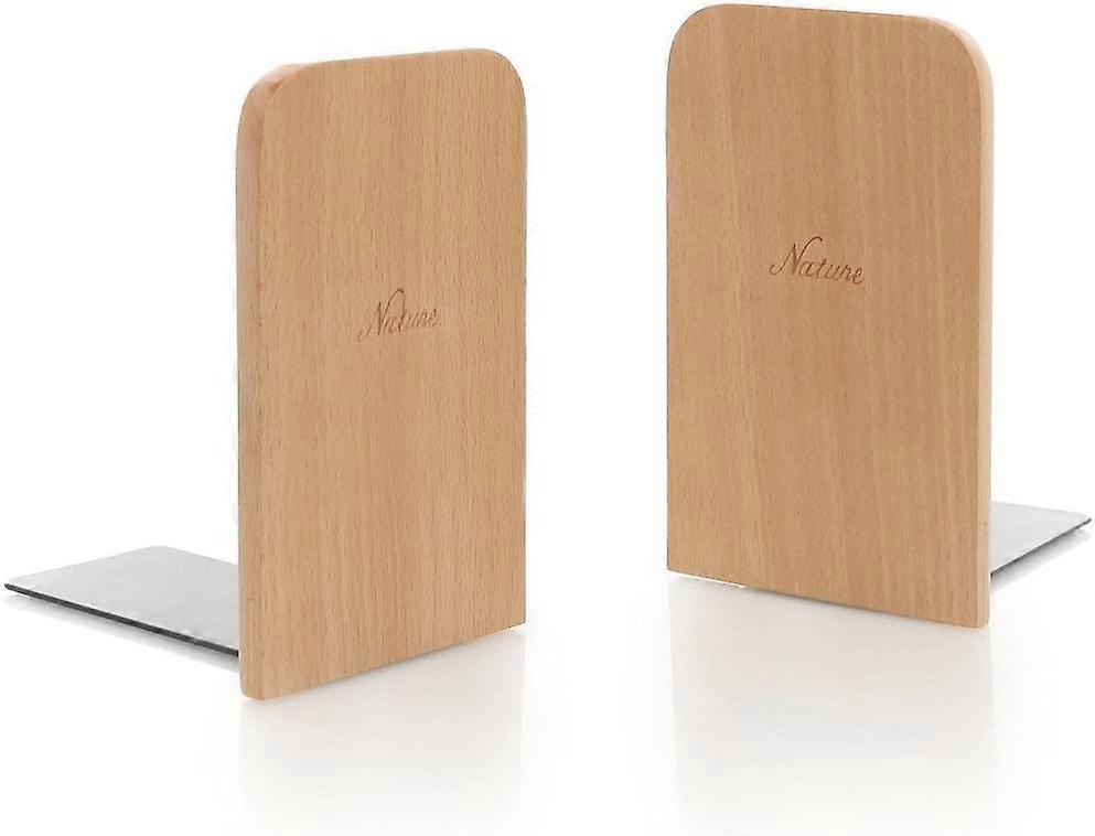 2pcs بسيطة الخشب الياباني نمط الطبيعة خشب الزان كتاب الوقوف Bookends كتاب ينتهي الرف