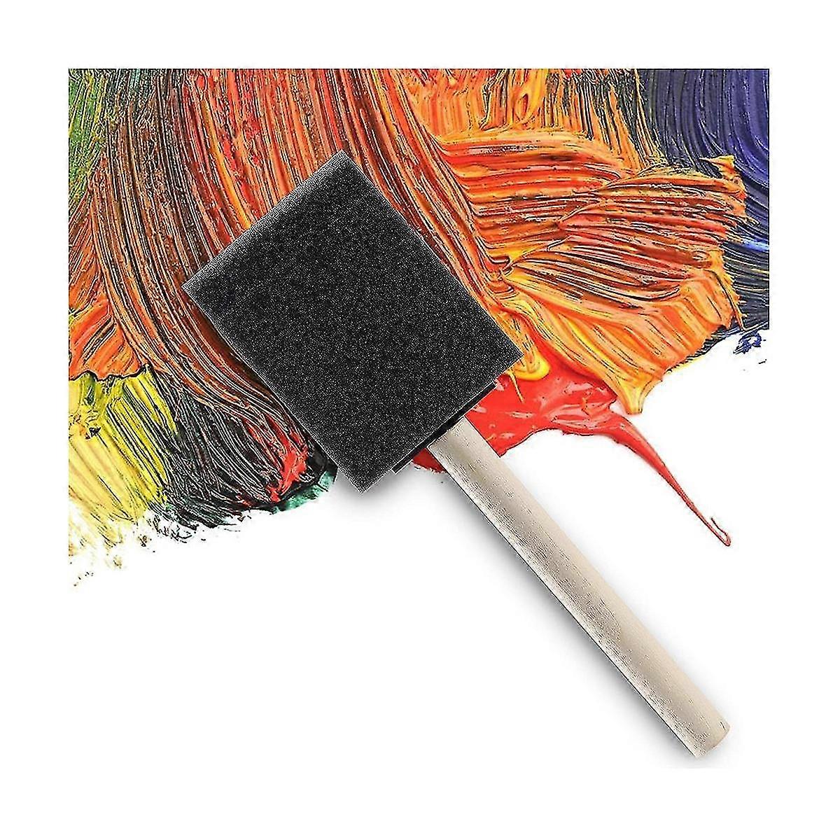 50 قطعة 2 بوصة رغوة الإسفنج الخشب مقبض فرشاة الطلاء مجموعة ، رائعة للأكريليك ، البقع ، الورنيش ، الحرف اليدوية ، الفن