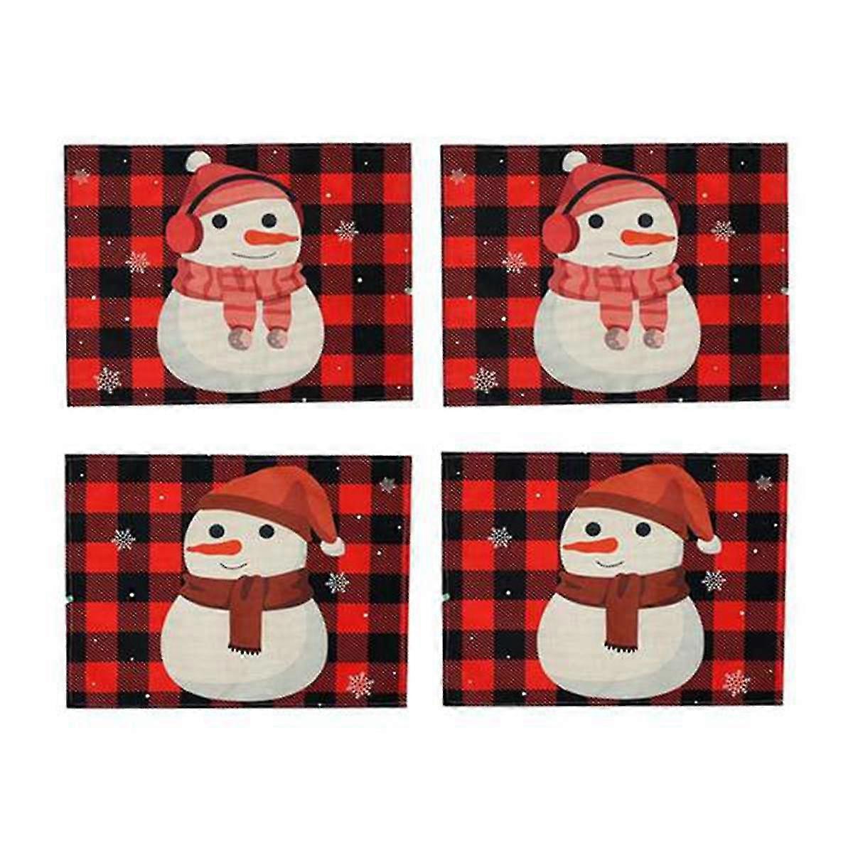 Christmas Table Placemat Snowflakes And Winter -set Of 4 Placemats Decorative Washable Table Mats