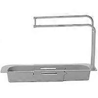Telescopic Multi-Function Sink Rack Multi-Function Extendable Sink Rack Storage Sink Rack Home Kitchen Sponge Rack Adjustable Drain Basket Rack (Gray)