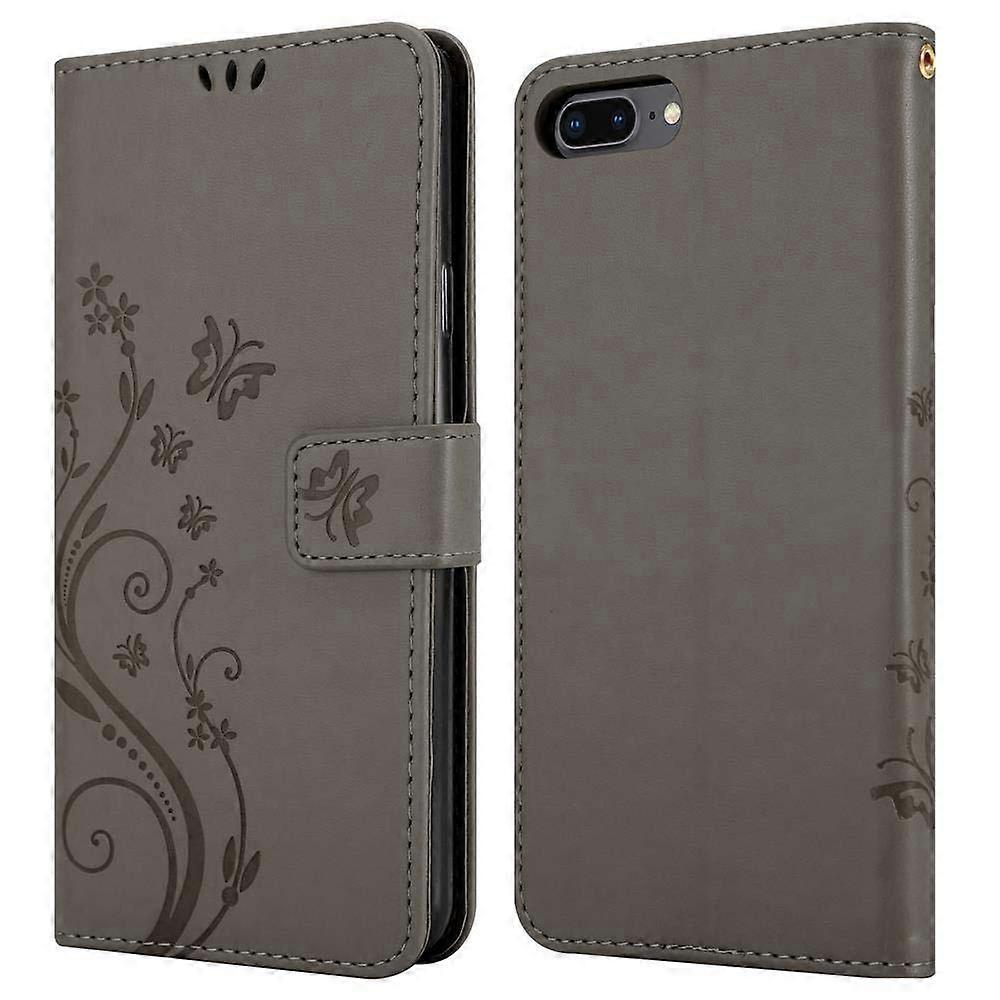 iPhone 7 Plus / 7S Plus / 8 Plus 보호 케이스 - 꽃무늬 패턴 및 카드 슬롯 포함