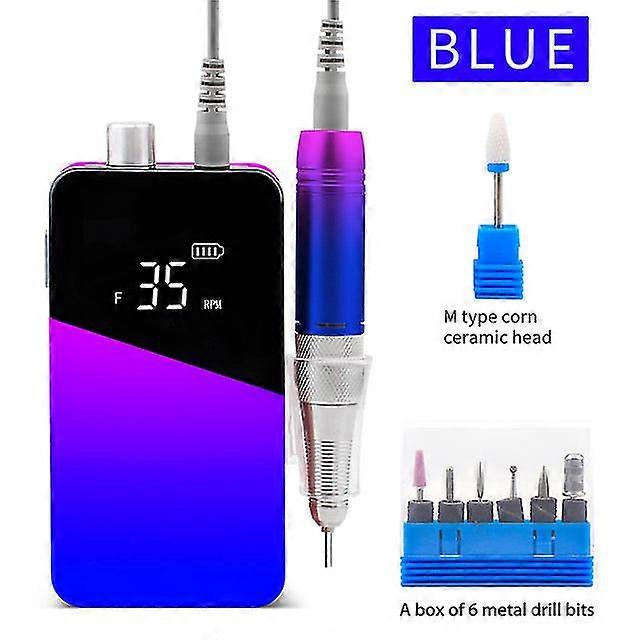 Professional 35000rpm cordless portable electric nail drill machine gradient color handpiece rechargeable file manicure pedicure
