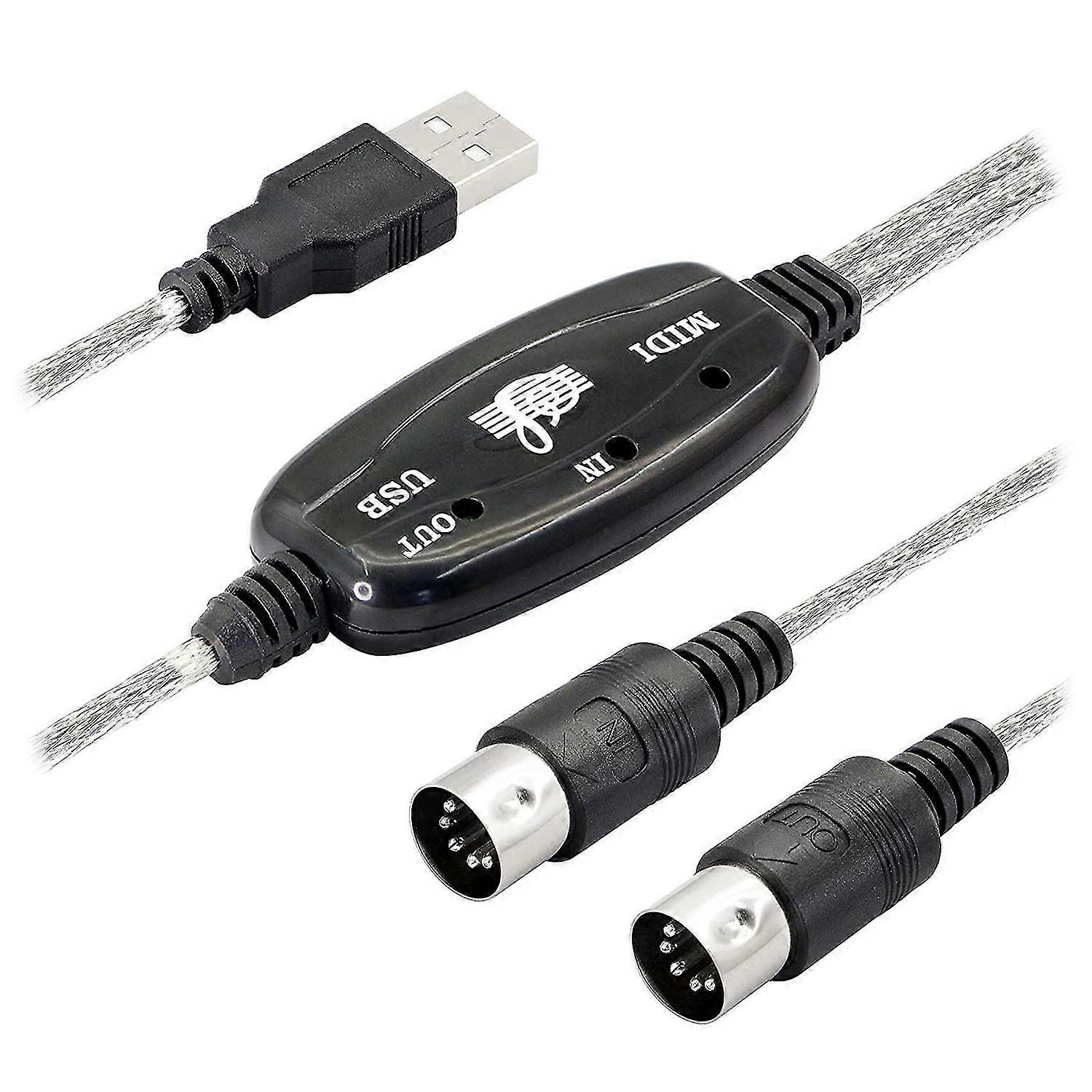 Usb Midi Cable Adapter, Usb Type A Male To Midi Din 5 Pin In-out Cable Interface With Led Indicator