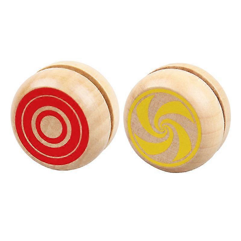 2 Pcs Wooden Yo-Yo Toys Colorful Printed Yoyo Toy Early Educational Yo-Yo Ball Toy For Kids Children (Random Color)