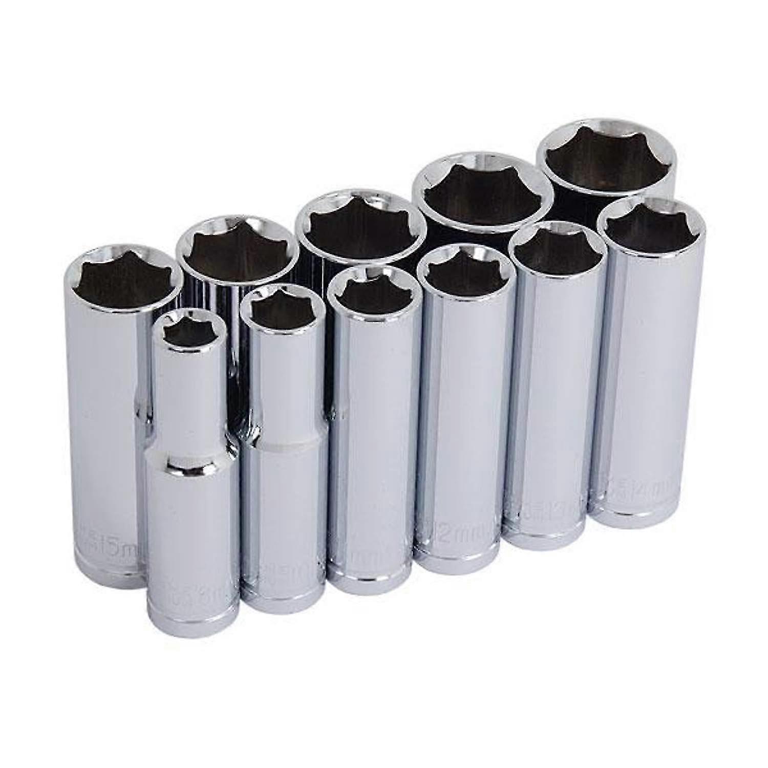 Ct0754 Drive Deep Socket Set On Rail, Prata, 3/8 polegadas, Conjunto De 11
