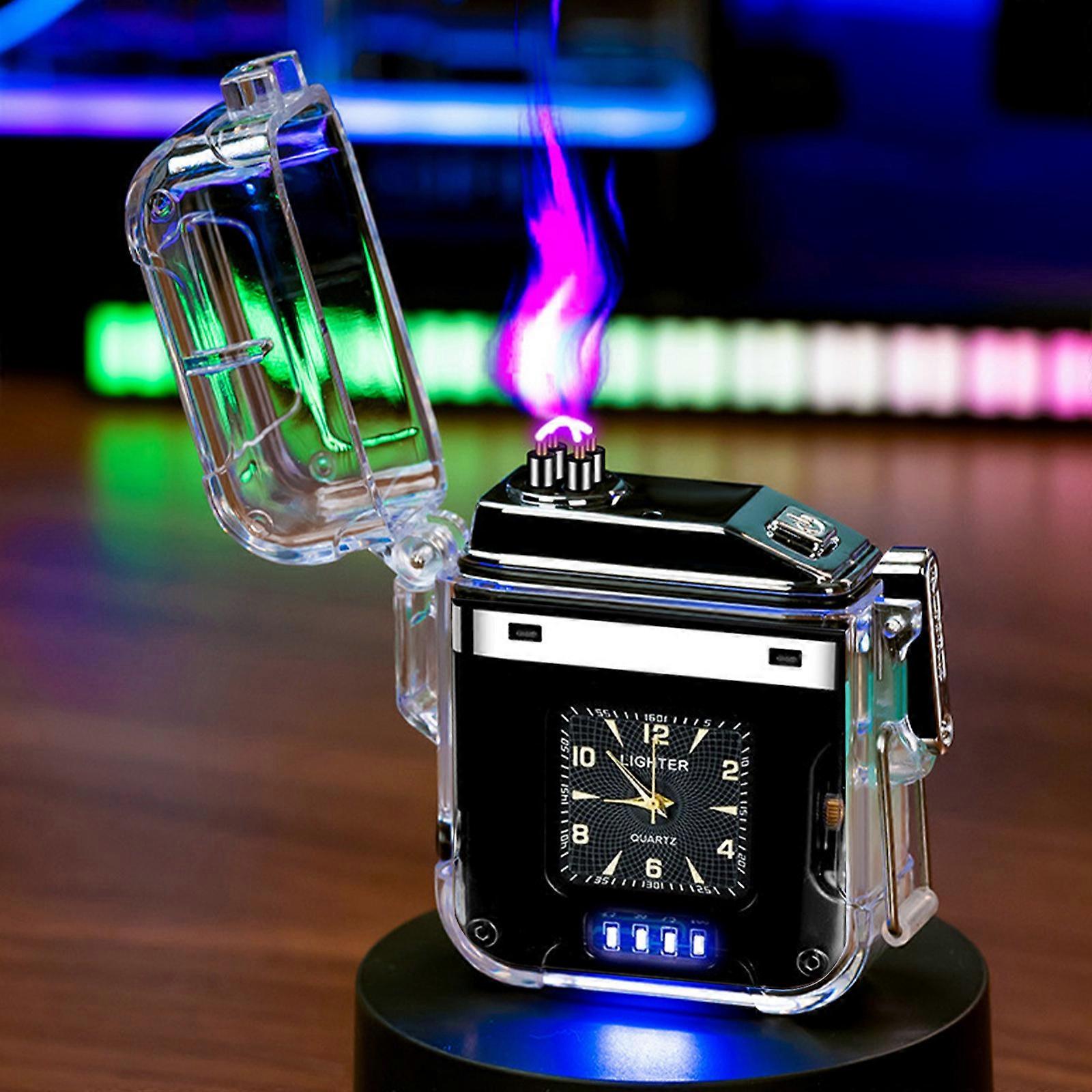 Dual Plasma Lighter USB Type C Rechargeable Electronic Windproof Flameless Butane Candle Lighter