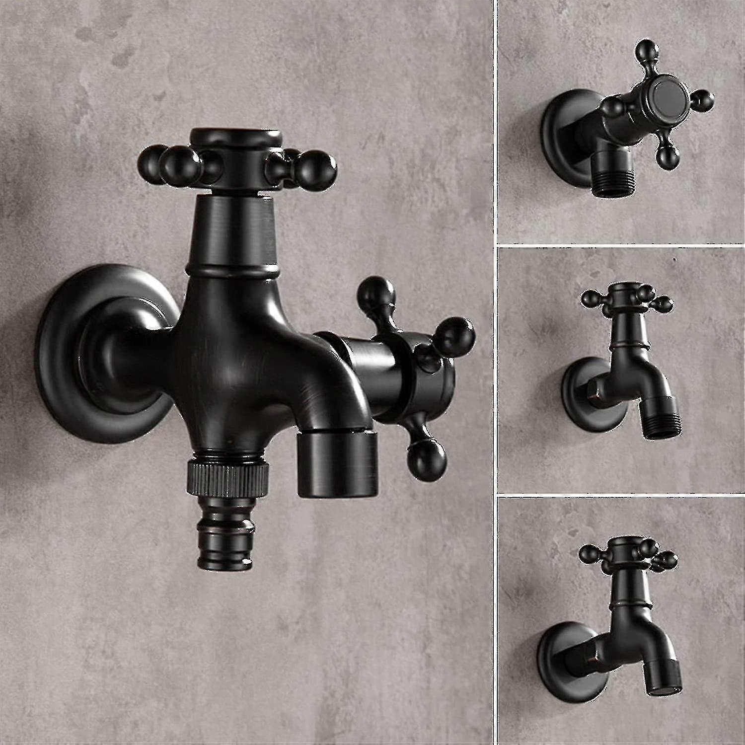 Outdoor Modern Black Bronze Single Cold Tap Outdoor Garden Wall Bibcock Tap Bathroom Washing Machine Mop Taps (color : Jy04b) zd.14 AA