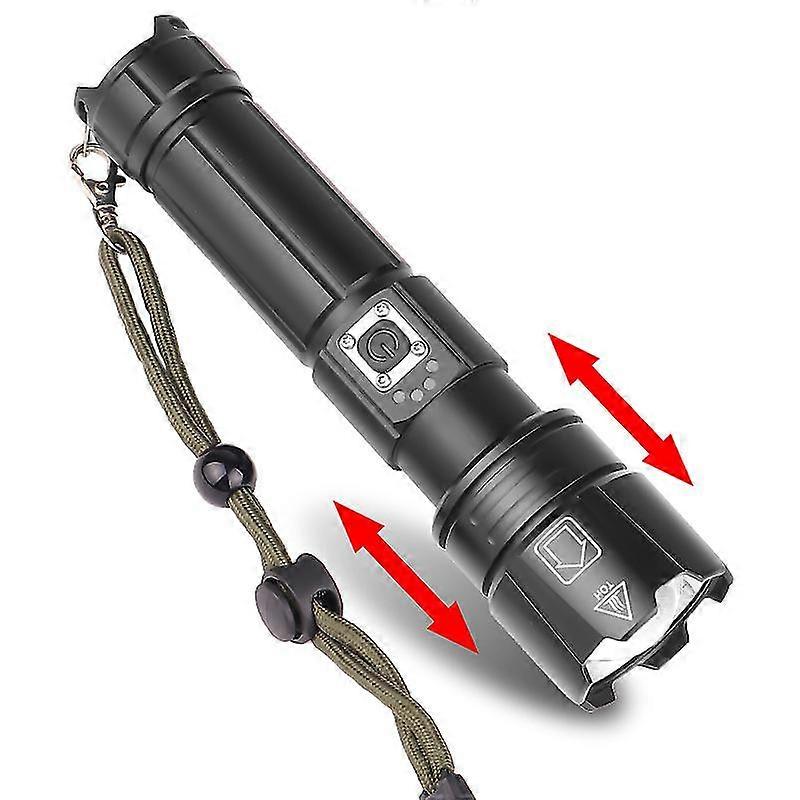 1500 Lumens Led Flashlight, Tactical Zoom Light For Camping Hiking Emergency
