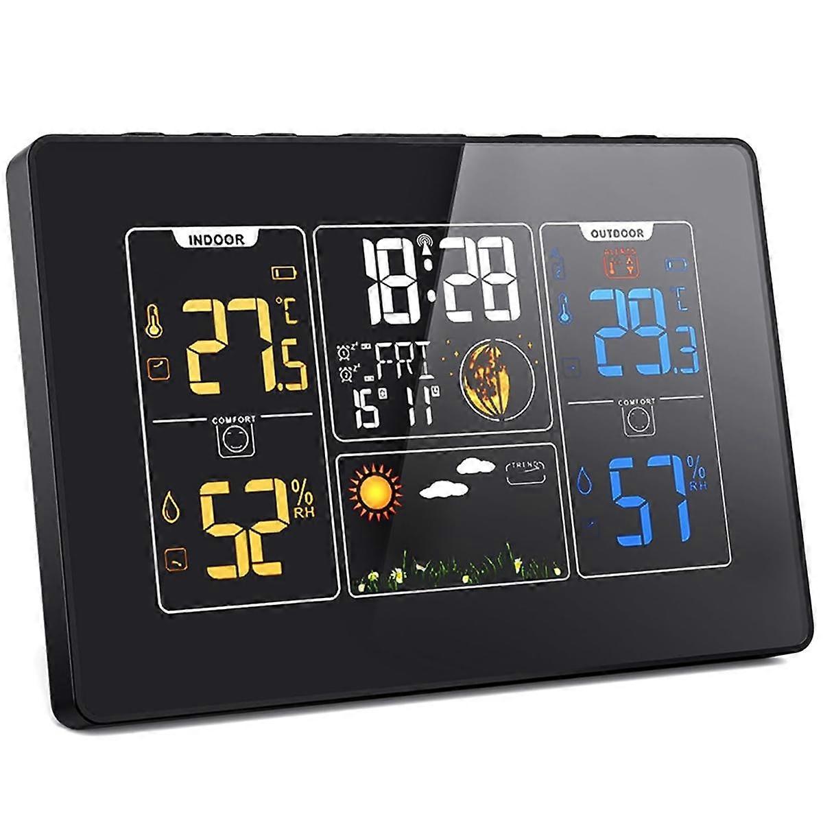 Wireless Weather Station with Clock,Digital Home Weather Thermometer,Forecast Station with Temperat