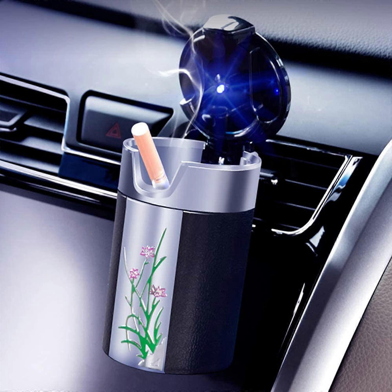 Portable Travel Car Ashtray, Car Ashtray With Lid and LED Lights, Desktop Smoking Ashtray, Suitable for Home