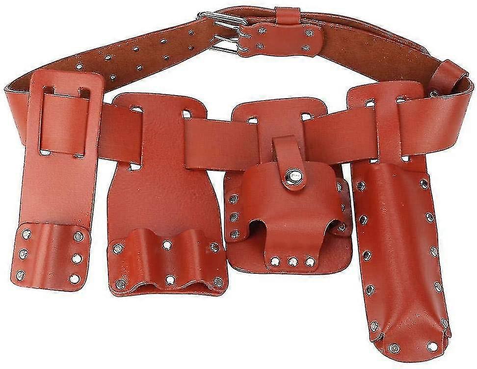 Tool Bag-5 In 1 Leather Tool Bag Type Tool Rack Horizontal Wrench Tool Belt