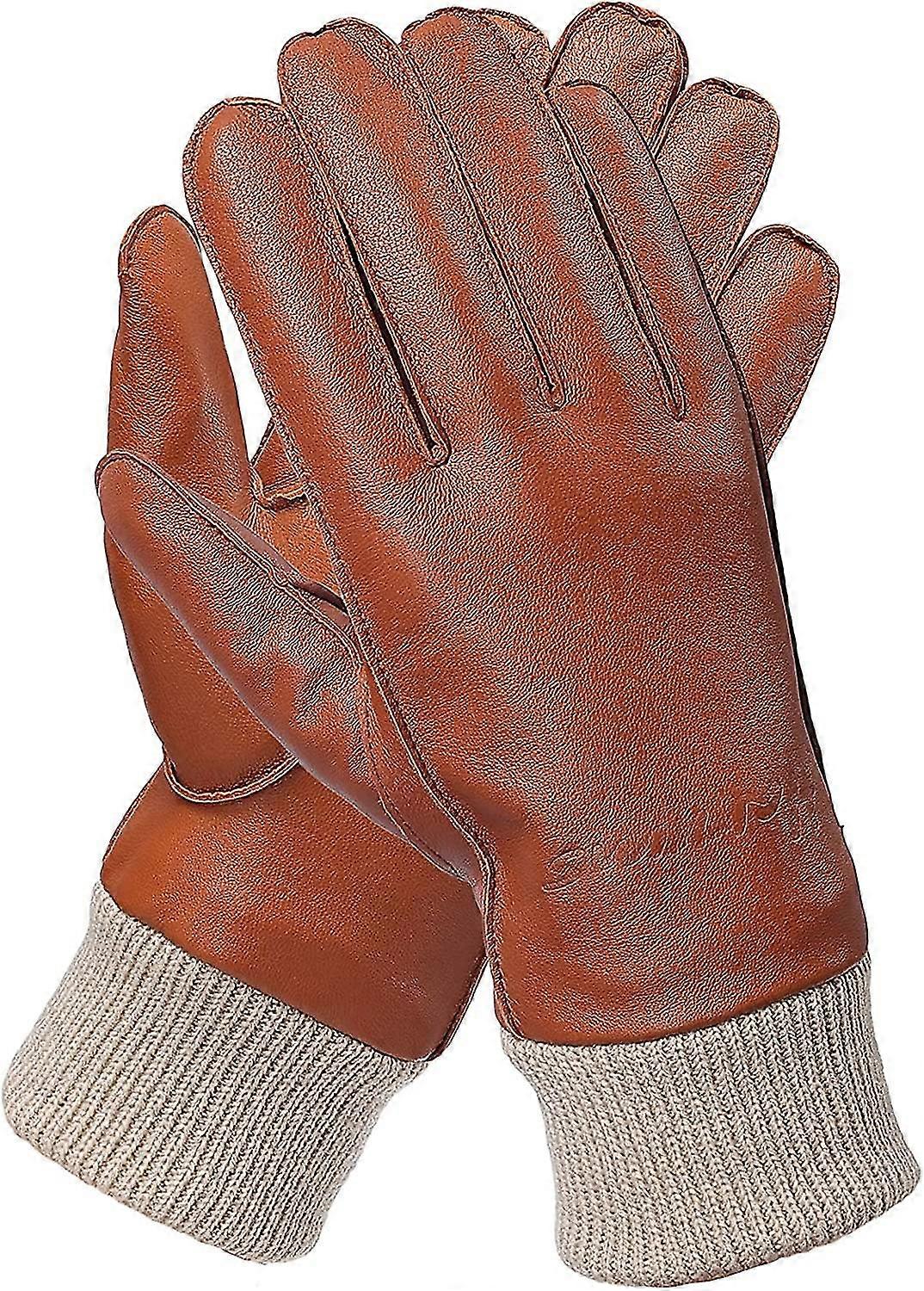 Läderhandskar för män. Helhands pekskärm Varma kalla väderhandskar för män