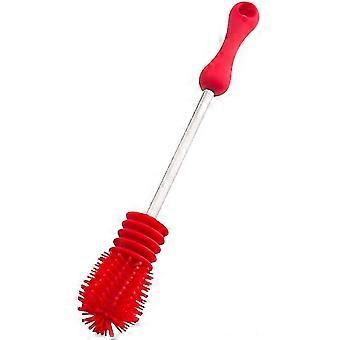Silicone Baby Bottles With Long Handle And Cleaning Tools Red
