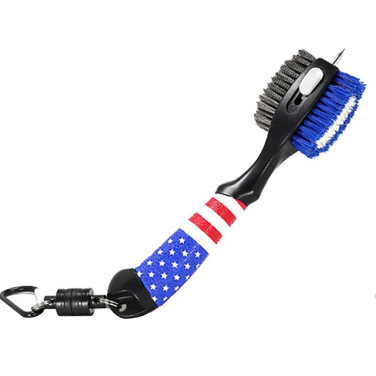 Golf Cleaning Brush Telescopic Design Long Lifespan Hanging Buckle Golf Brush with Flag Handle for Professional Use