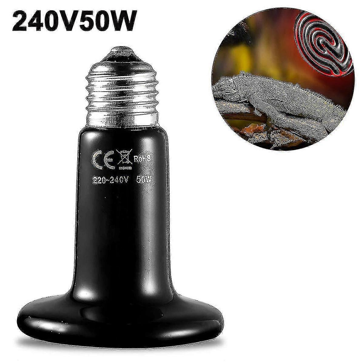 Ceramic Heat Lamp Bulb Infrared Reptile Heat Emitter Heater Lamps Bulbs For Pet Brooder Coop Chicken Lizard Bearded Dragon Turtle Snake Aquarium - No