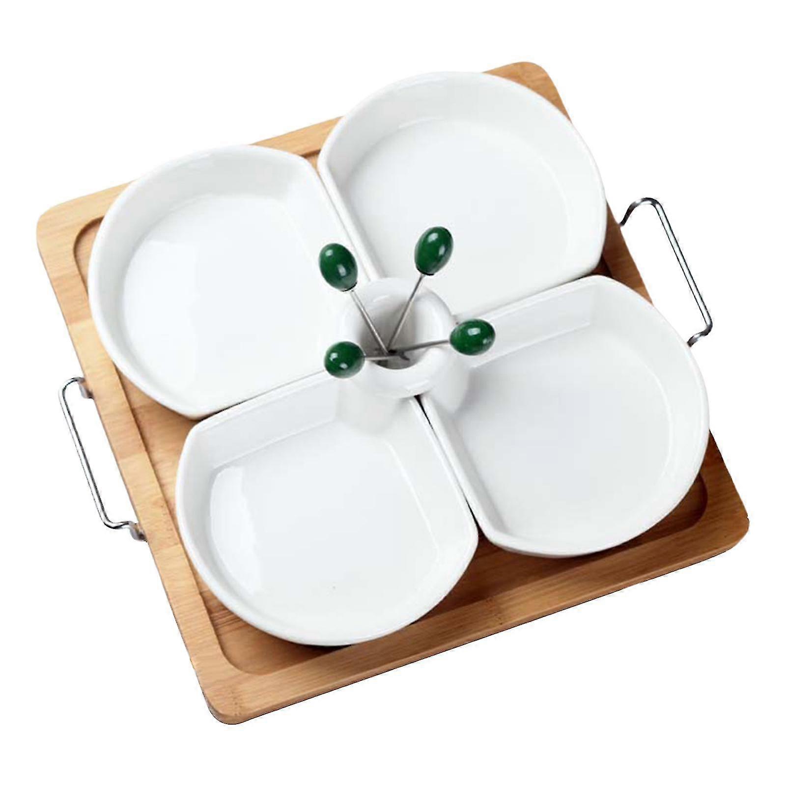 Divided Serving Platter Fashion 4 Compartment For Dinner Table Offices Party C