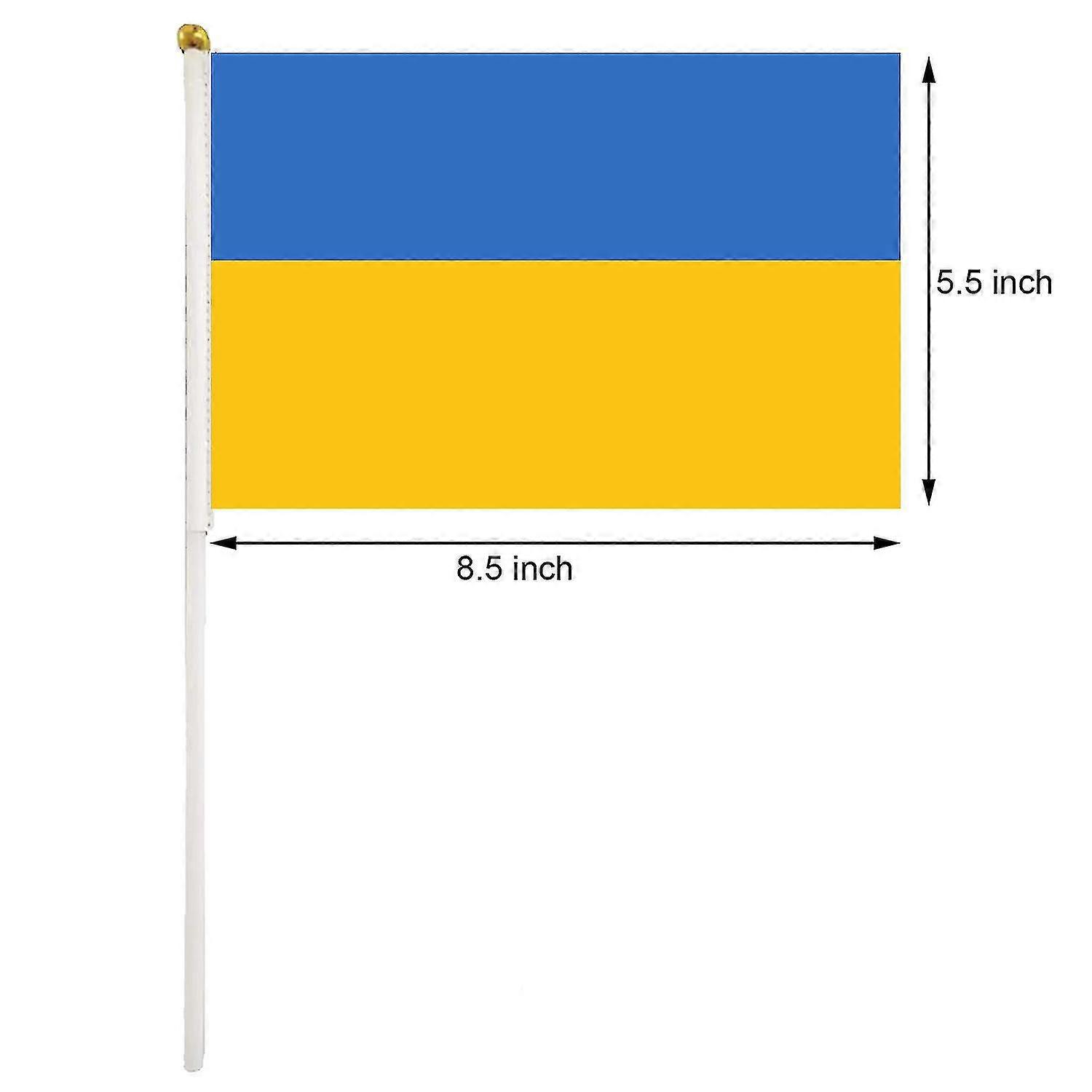 100pcs 14*21cm Ukrainian Flag No. 8 Polyester Flag Hand Waving Flag