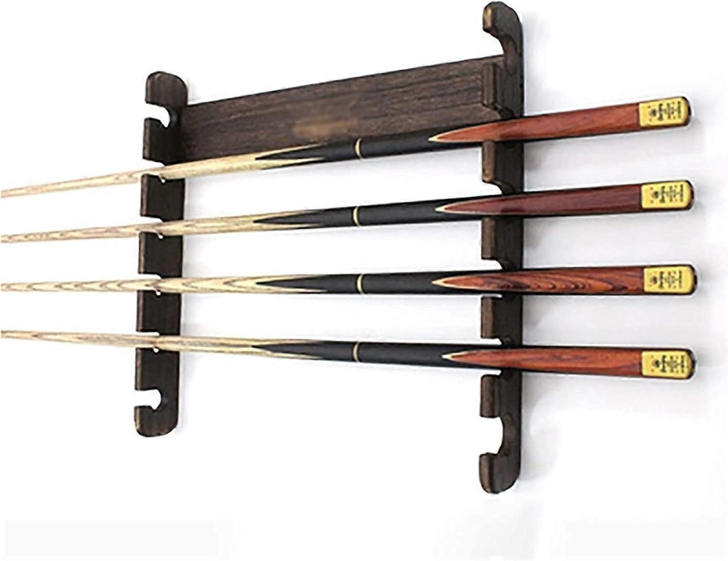 6 Billard-Queue-Rack, moderner Pool-Stick-Halter, an der Wand montierter horizontaler Holz-Pool-Billardstab für Billardzimmer oder -club (nur Queue-Rack) (Farbe: Braun)