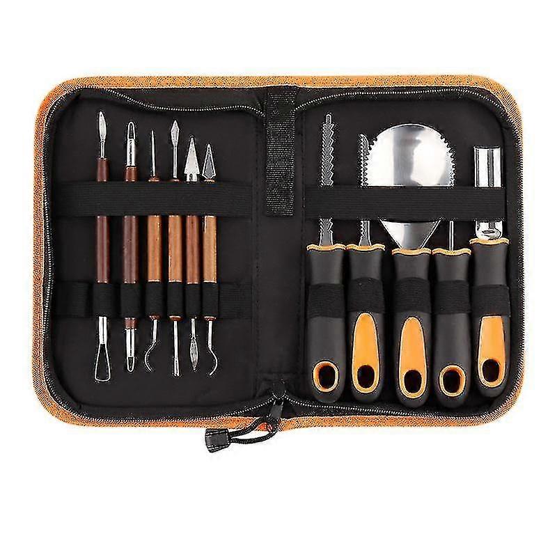 مجموعة نحت اليقطين ، أدوات نحت اليقطين هالوين مع حقيبة حمل الفولاذ المقاوم للصدأ اليقطين نحت كيت cy