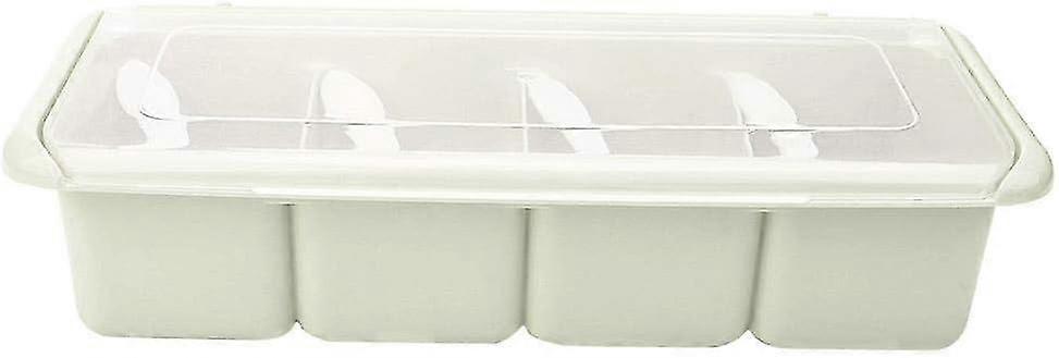 4 Compartments Seasoning Box Spice Rack Organizer Condiment Holder Container, 11.42 * 4.53 * 2.76in c