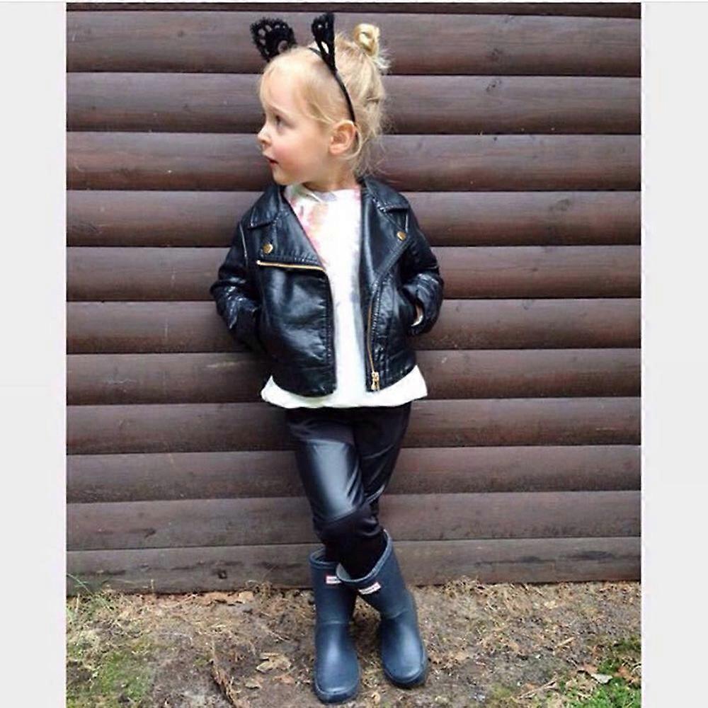 Veste En Simili Cuir Enfant - Blouson Motard Style Casual Pour Garçon Ou Fille (tailles 100-150)