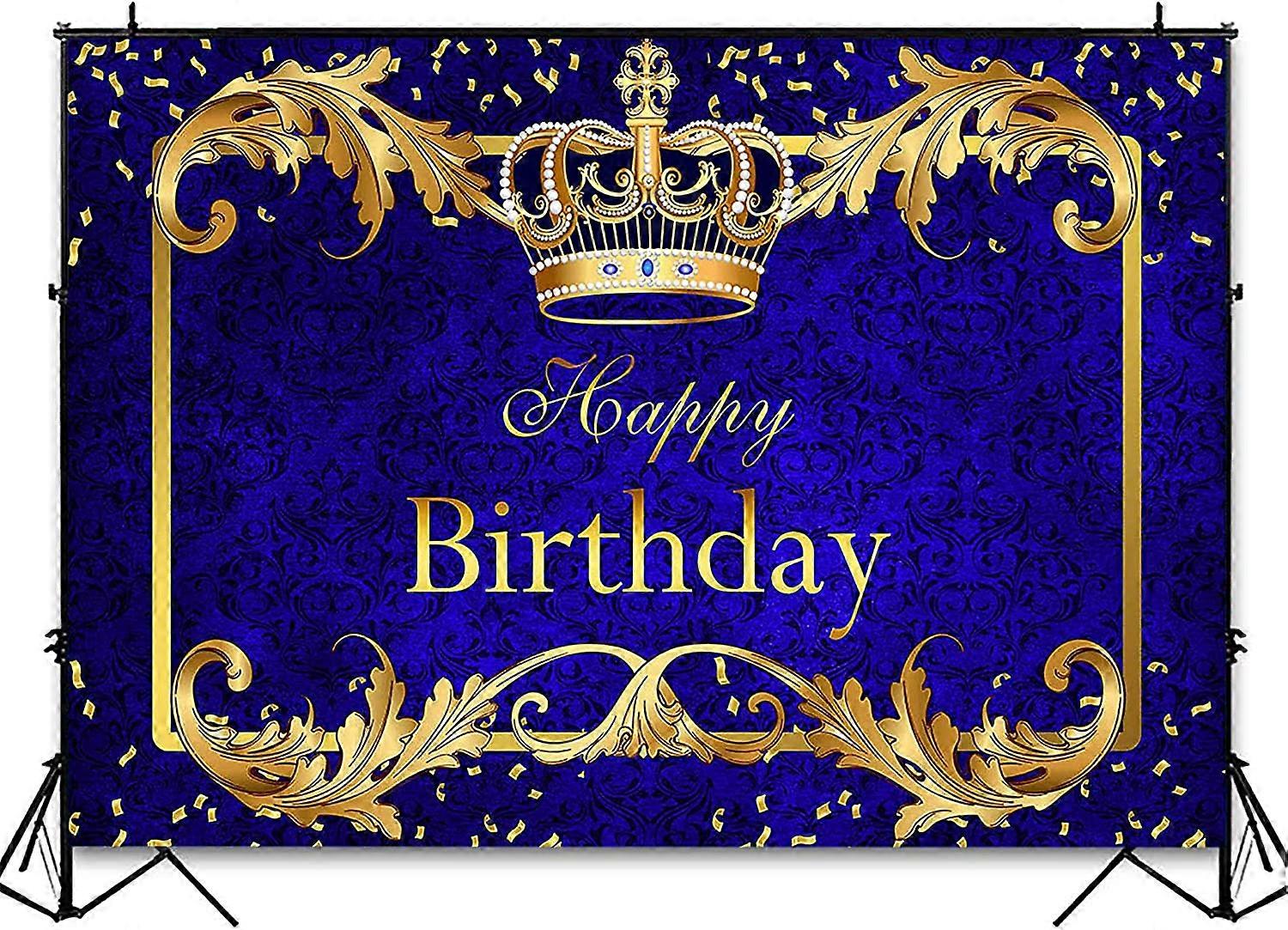 Blue And Star Glitter Round Prince Birthday Backdrop Kit