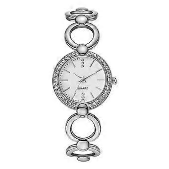 Mostrador redondo estilo elegante forma de anel liga pulseira relógio de quartzo decoração de mão (# 4)