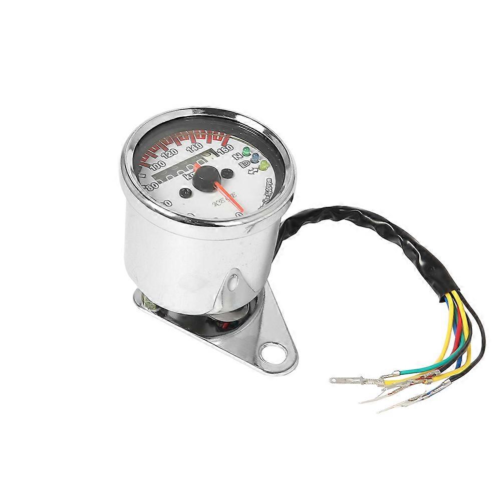Universal Chrome/ Black Motorcycle Speedometer Odometer Gauge 0-160 km/h Instrument with LED Indicator For Harley Cafe Racer
