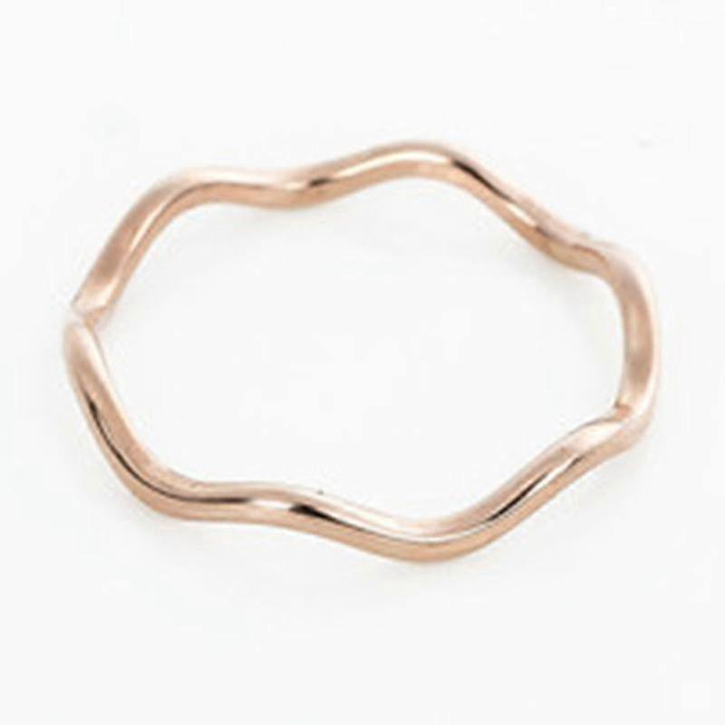 Rose Gold Slim Wavy Ring - Simple Statement Slim Wavy Ring