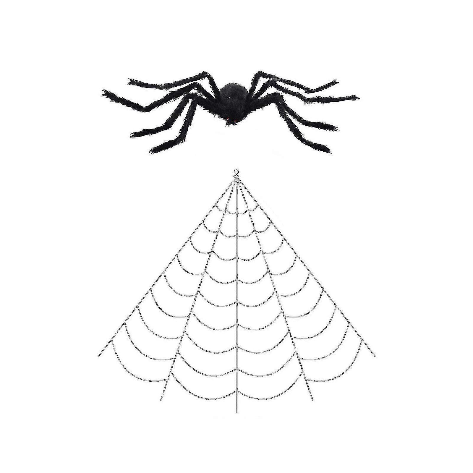 Spider Web Halloween Decoration, 236" Spider Web+ 50" Giant Spider Decorations Fake Spider With Triangular Huge Spider Web For Indoor Outdoor Hallowee