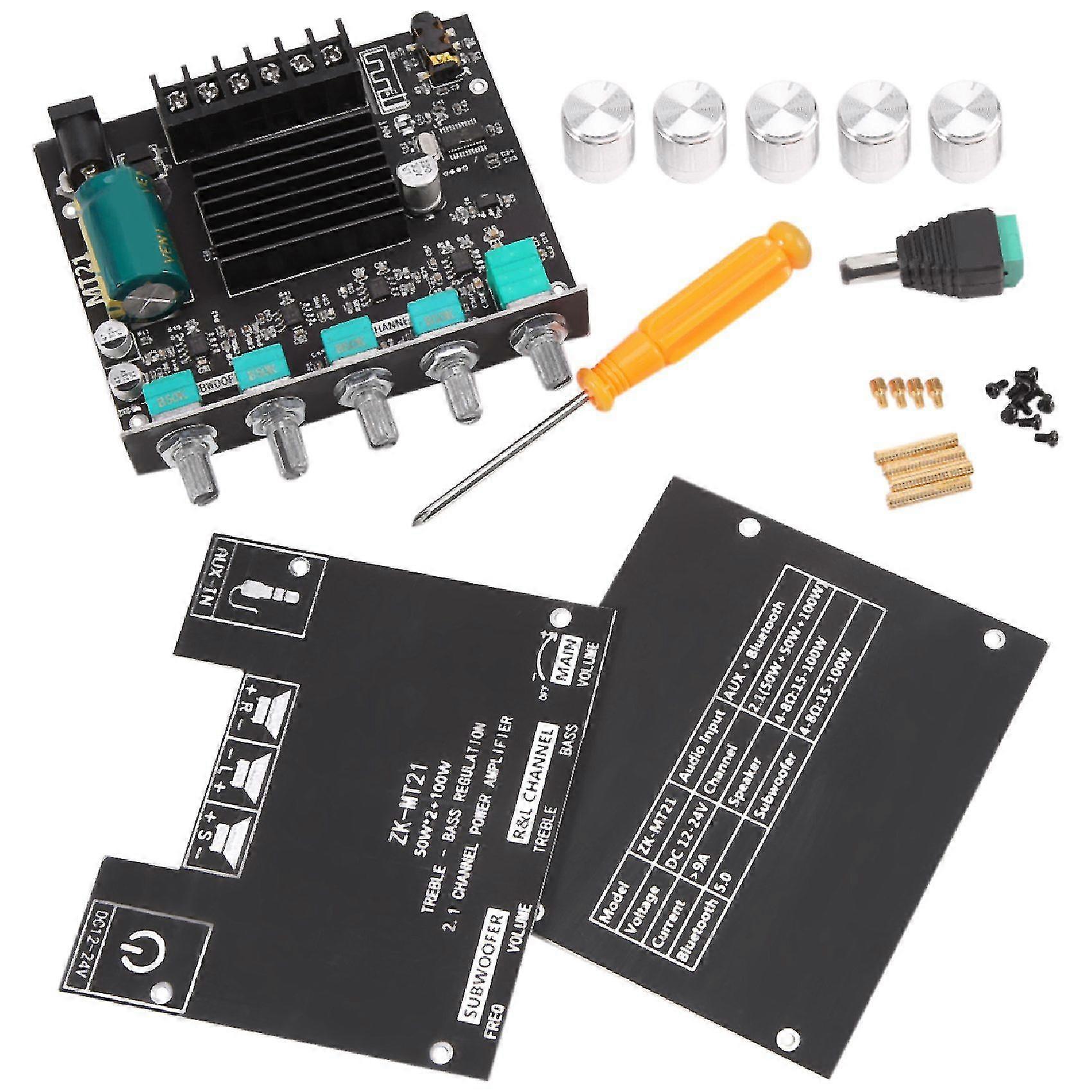 -mt21 2.1 Channel Bluetooth 5.0 Subwoofer Amplifier Board 50wx2+100w Power Audio Stereo Amplifier Board Bass Amp Aux