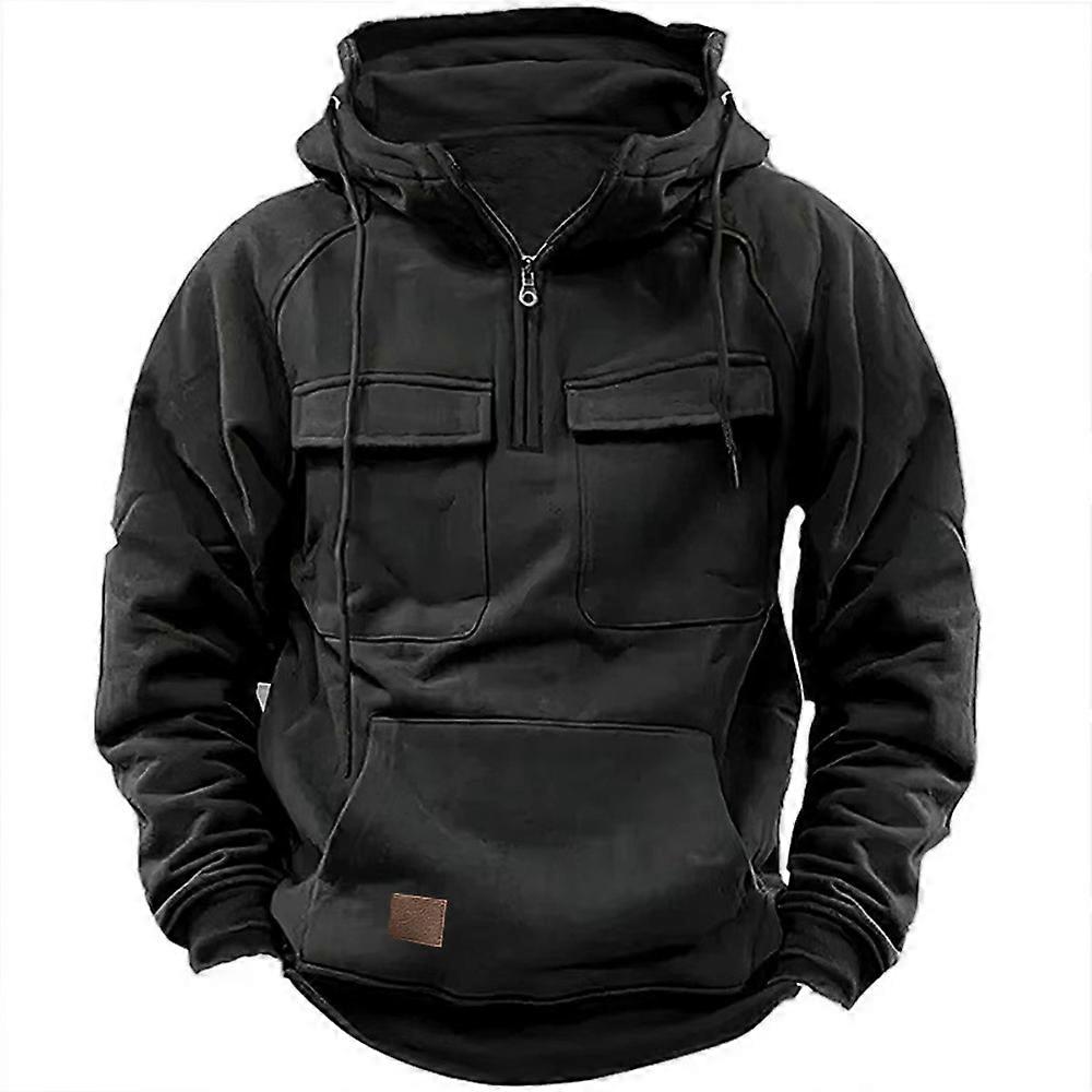 Men Tactical Sweatshirt Quarter Zip Cargo Pullover