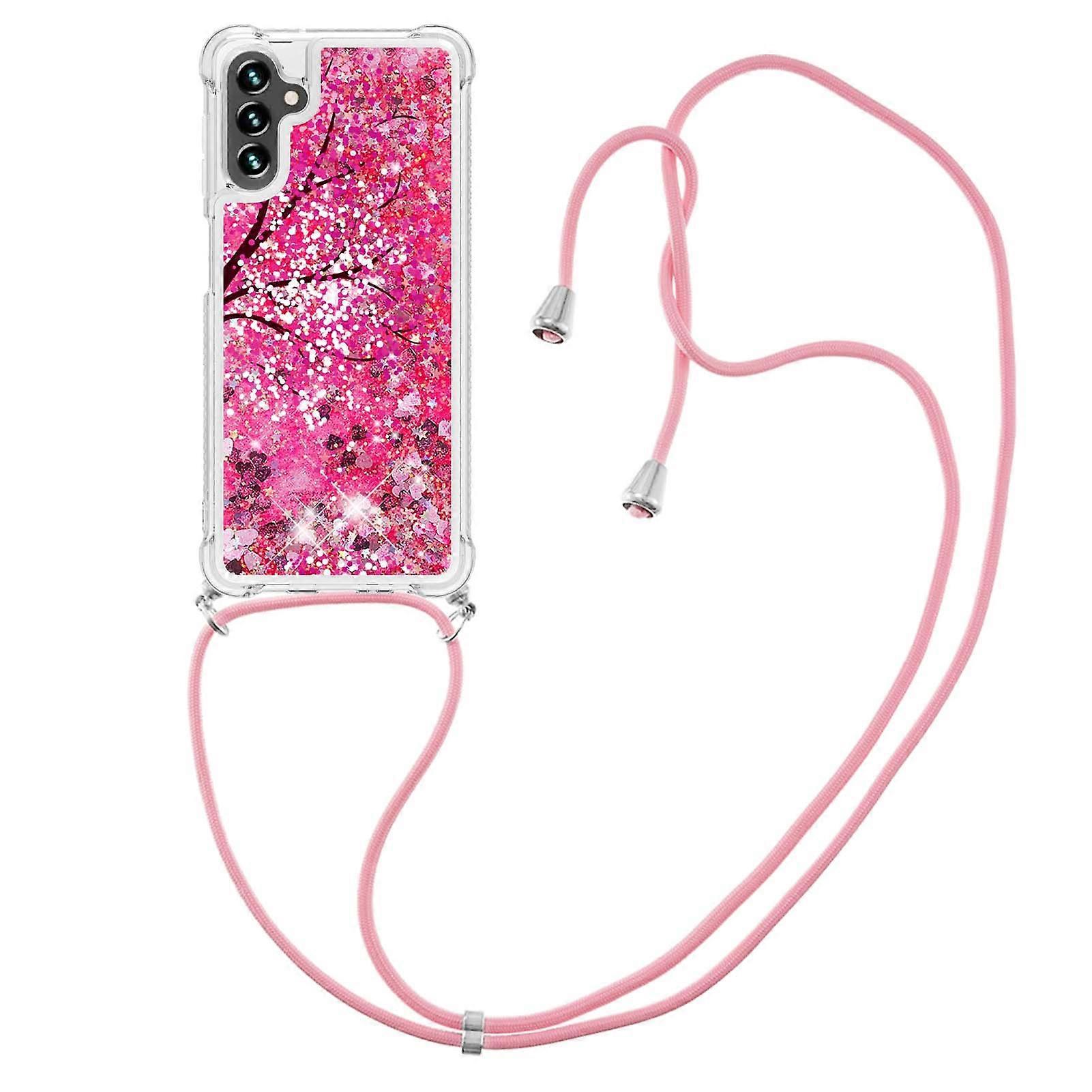 Glitter Liquid Quicksand Case Pattern Printing Soft TPU Phone Cover with Adjustable Lanyard for Samsung Galaxy A04s 4G