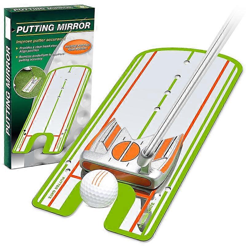 Golf Putting Alignment Mirror, Portable Putting Aid Pro Golf Training Equipment with Putter Line, Putting Mirror Training Aid