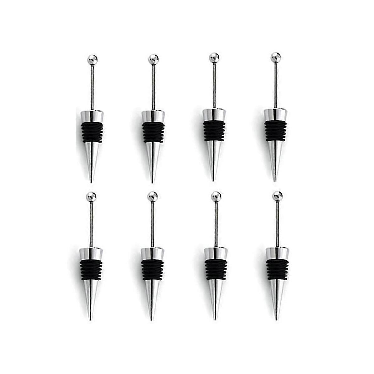 8Pcs Wine Stoppers for Wine Bottles, Metal Wine Saver Beer Stopper, Reusable Wine Corks Silicone Wi